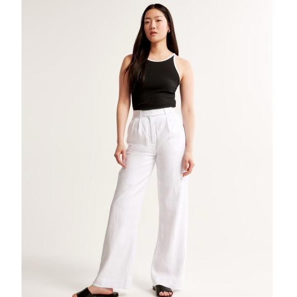 Abercrombie & Fitch Sloane White Wide-Leg Women's Pants size medium - Picture 1 of 7